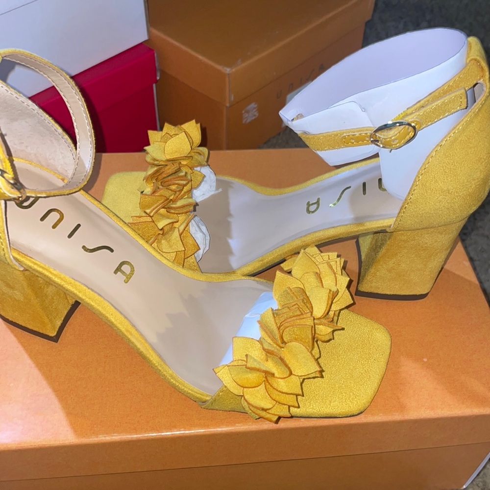 Yellow Block Heels